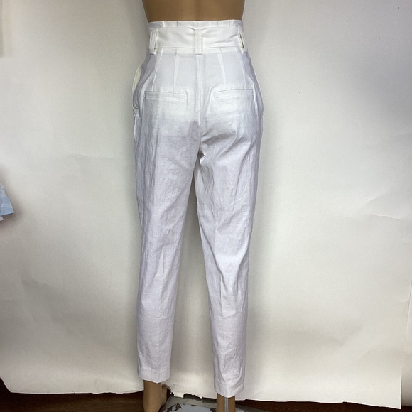 A.L.C. Diego Paper Bag Waist Linen Blend Crop Pants sz 0 - Picture 4 of 7